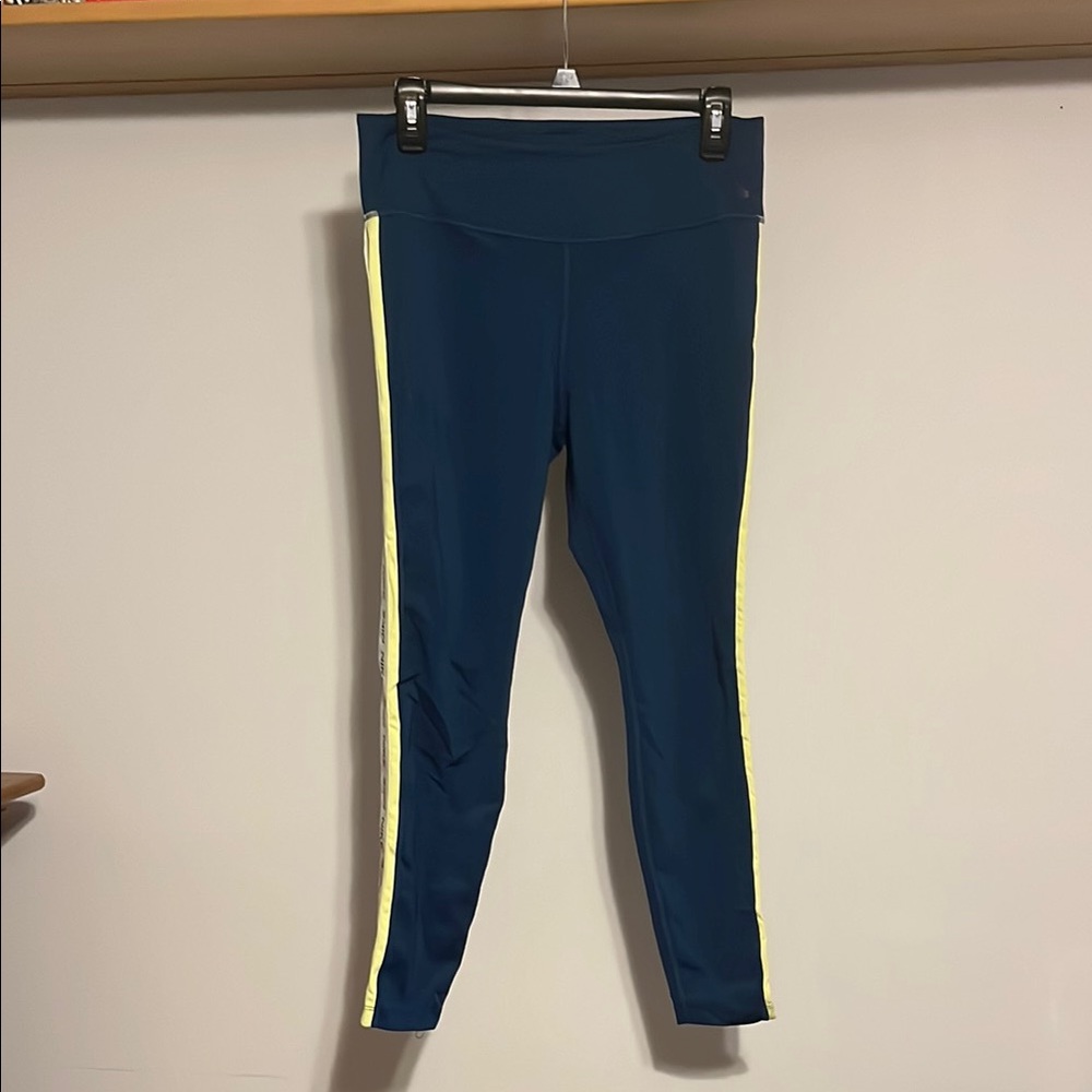 Nike Blue Leggings with Light Yellow Stripes
